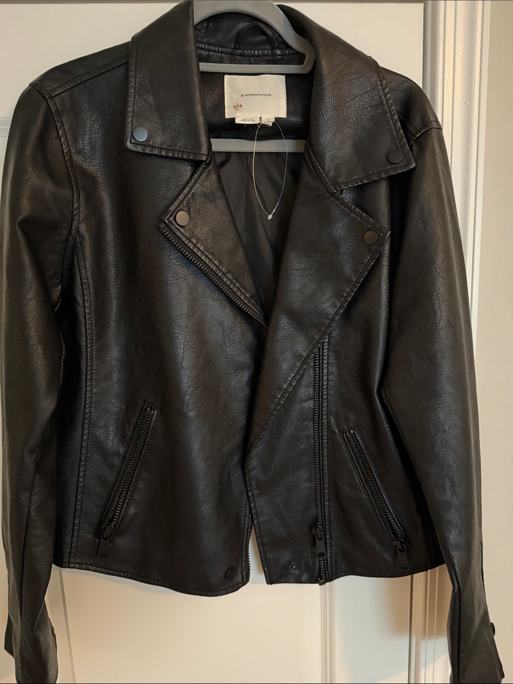 Anthropologie Black Faux Leather Moto Jacket - Women